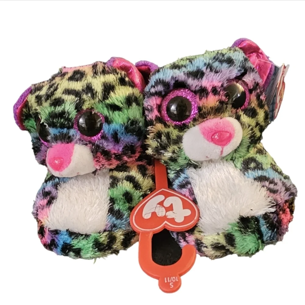 Dotty snow leopard ty beanie boo slippers 9/10 Toddler Lisa Frank
